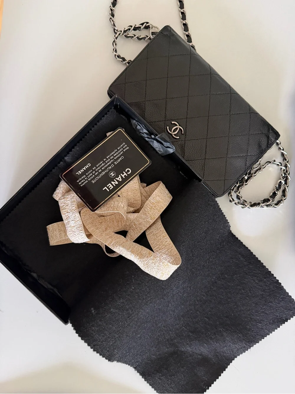 CHANEL quilted caviar